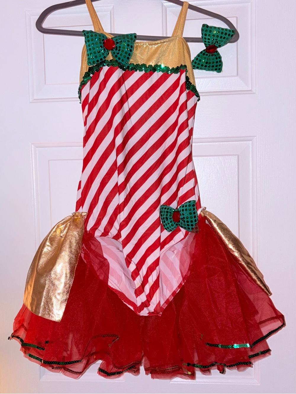 A Wish Come True Candy Cane Sequin Dance Costume Tutu Medium Adult